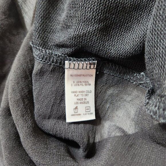 Nu Construction Black Sheer Top Long Sleeves Swim Coverup Lightweight Slits - Picture 5 of 6